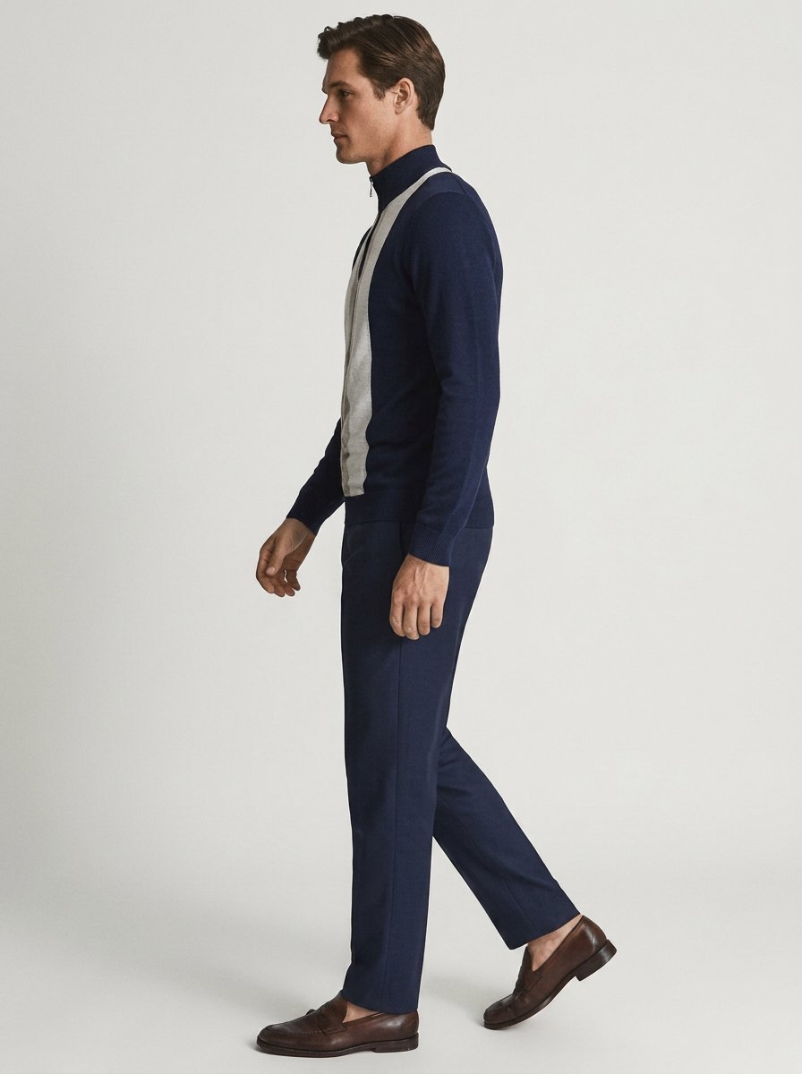 Men's Slim Fit Quarter-Zip Sweater with Stand Collar