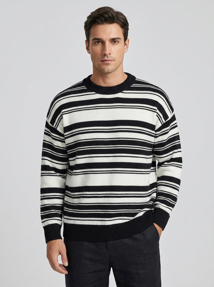 Men's Striped Sweater for Casual Wear