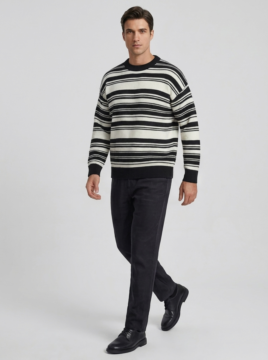 Men's Striped Sweater for Casual Wear