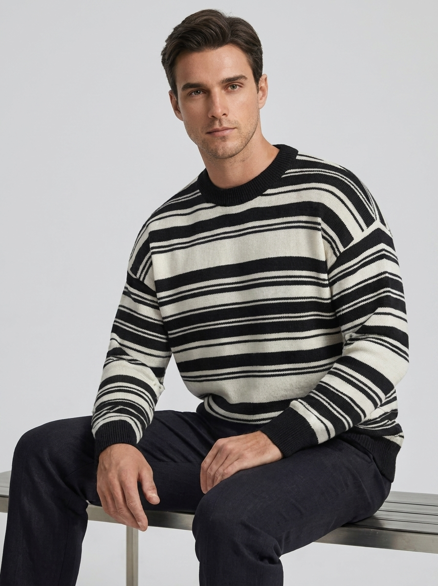 Men's Striped Sweater for Casual Wear
