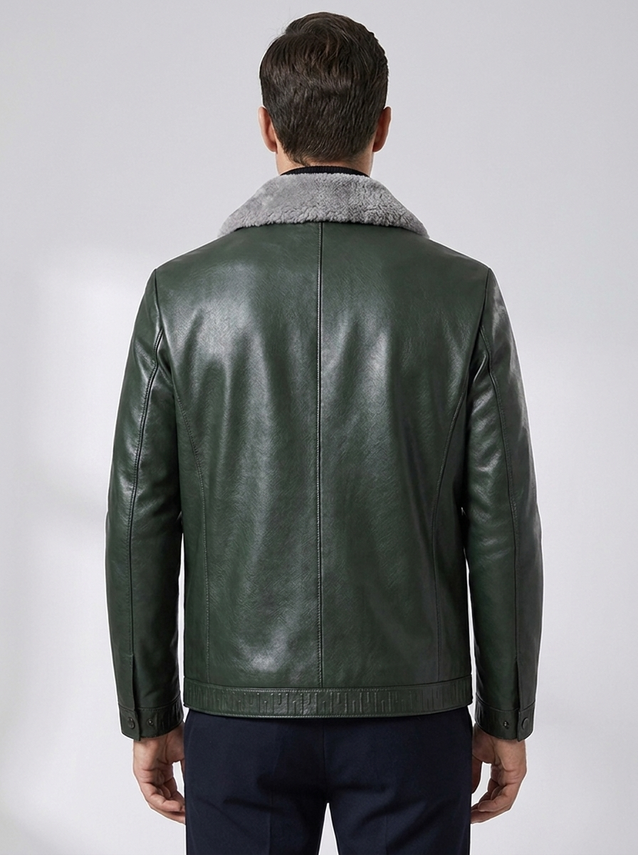 Men's Padded Leather Jacket - Business Casual