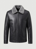 Men's Padded Leather Jacket - Business Casual
