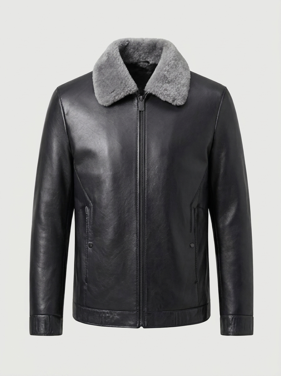 Men's Padded Leather Jacket - Business Casual