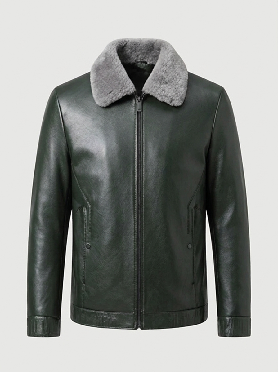 Men's Padded Leather Jacket - Business Casual