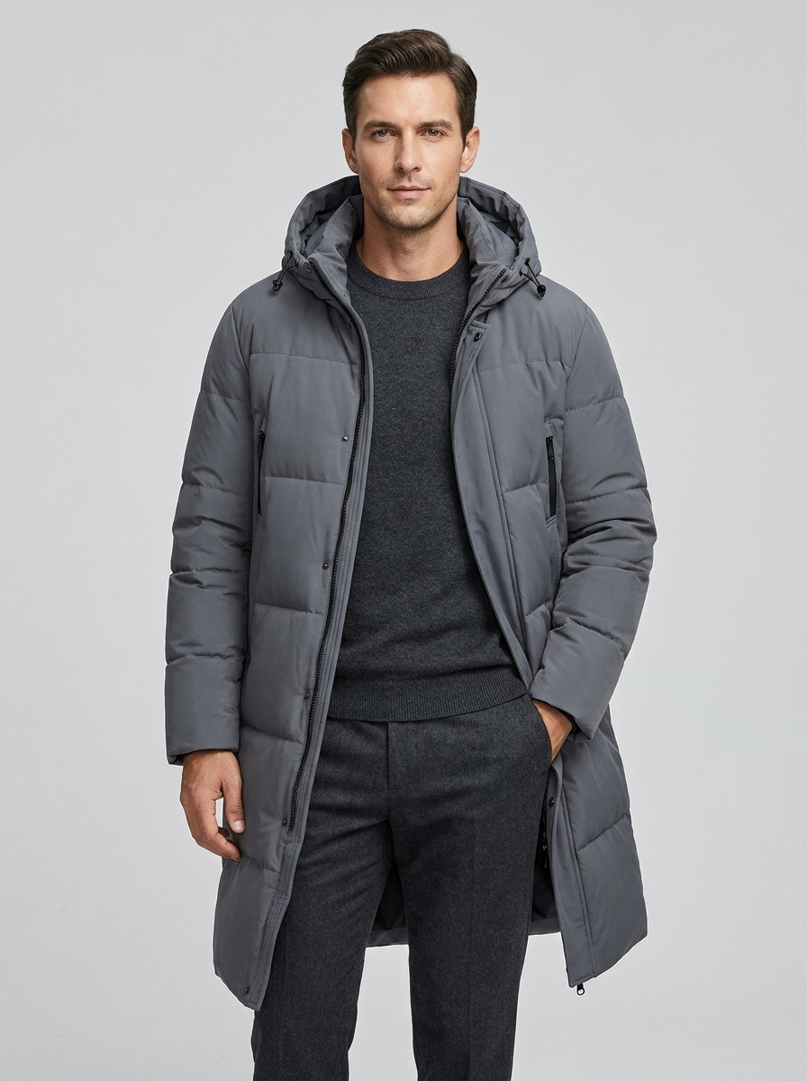 Men's Windproof Overknee Thickened Coat