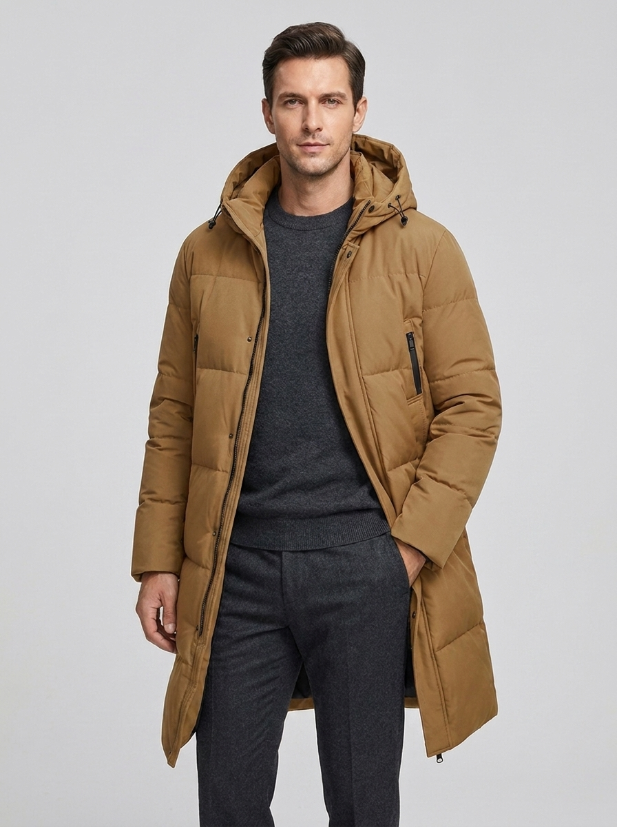 Men's Windproof Overknee Thickened Coat