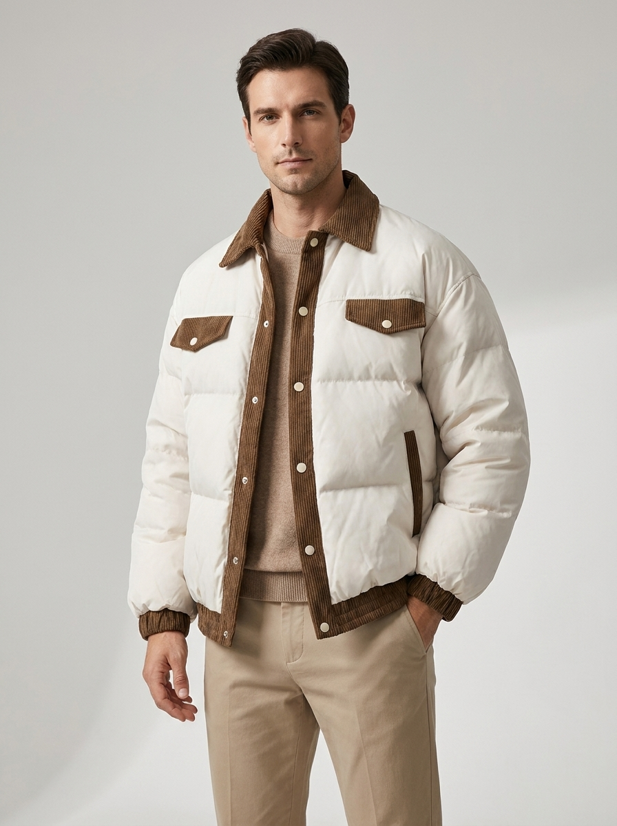 Men's Casual Puffer Winter Coat for Outdoor Wear