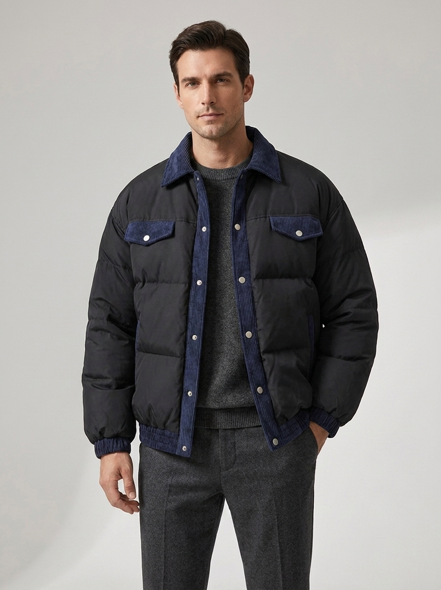 Men's Casual Puffer Winter Coat for Outdoor Wear