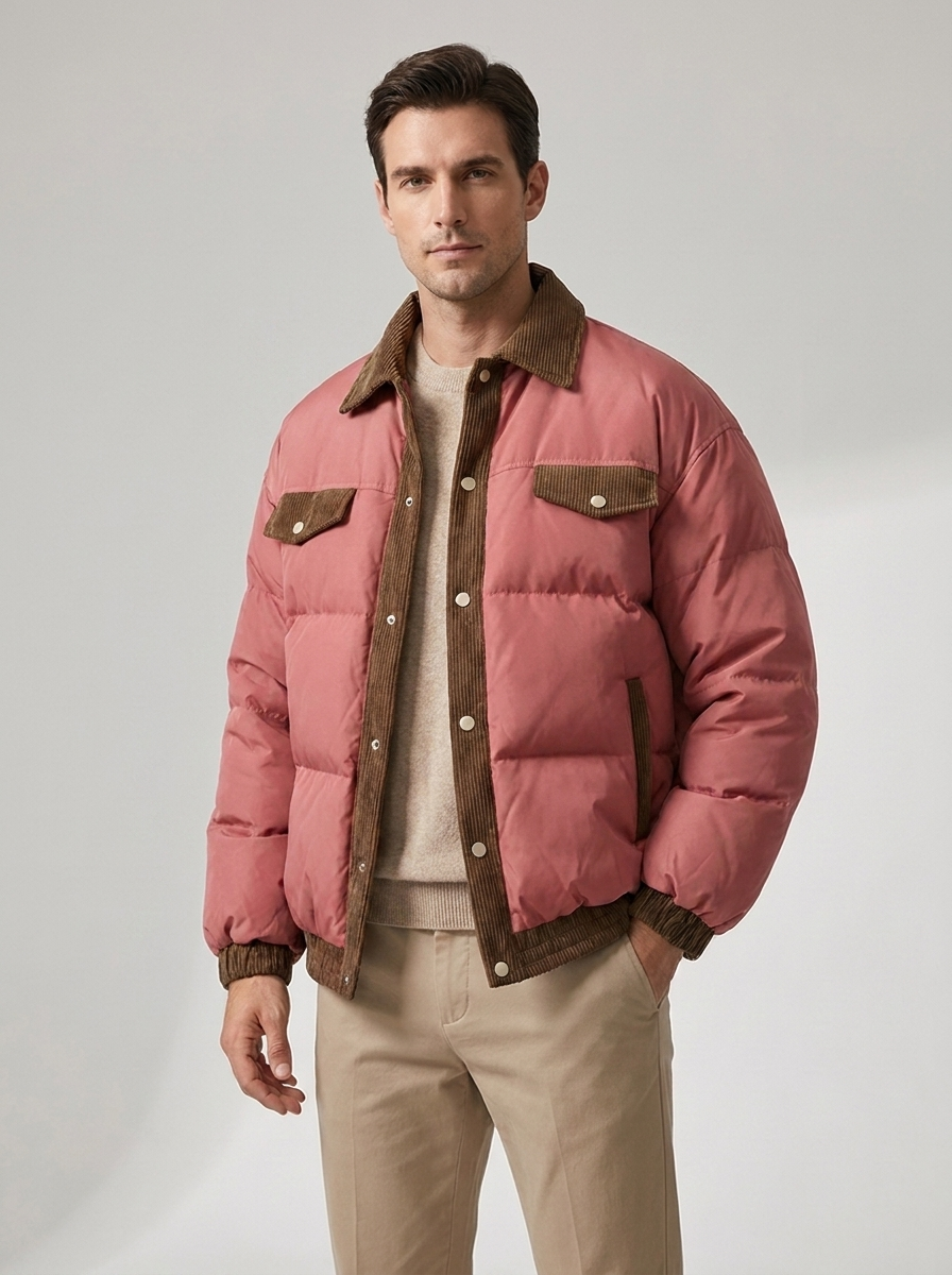 Men's Casual Puffer Winter Coat for Outdoor Wear