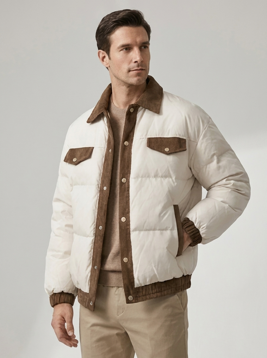 Men's Casual Puffer Winter Coat for Outdoor Wear