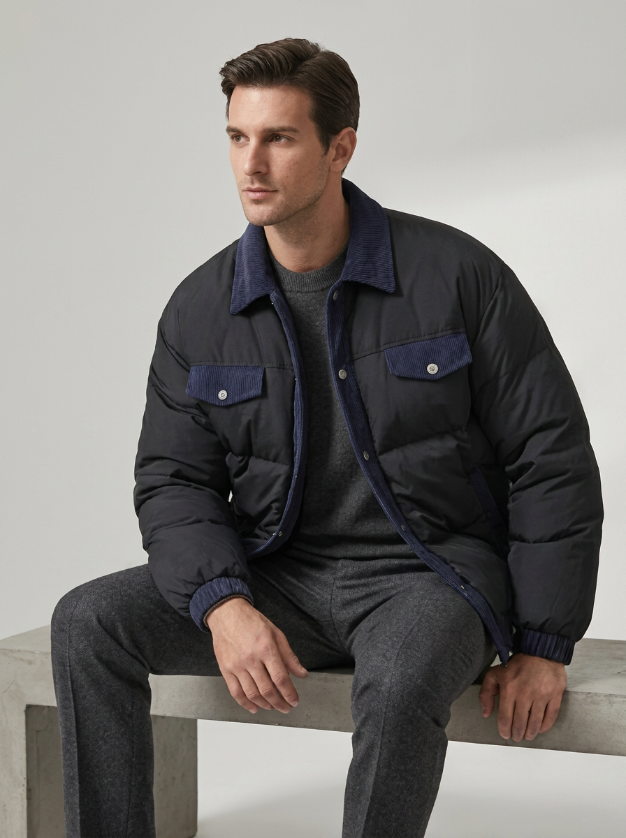 Men's Casual Puffer Winter Coat for Outdoor Wear