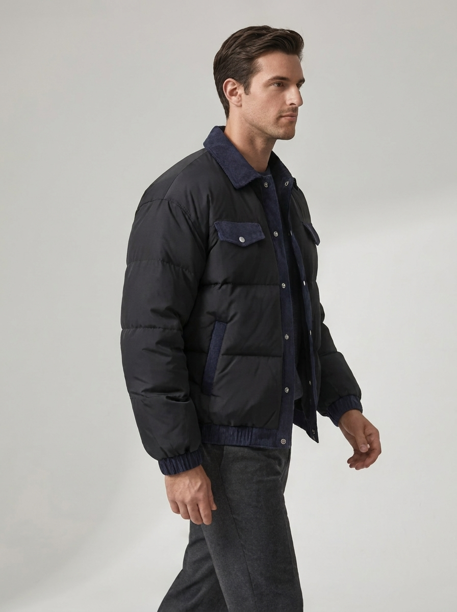 Men's Casual Puffer Winter Coat for Outdoor Wear