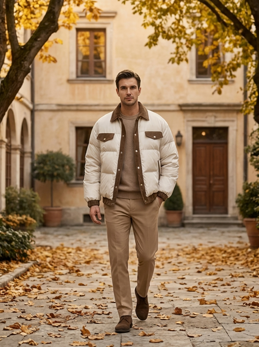 Men's Casual Puffer Winter Coat for Outdoor Wear