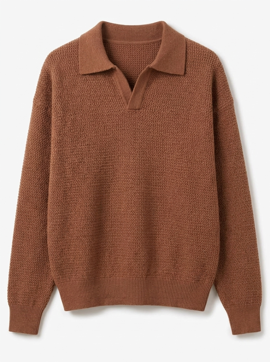 Men's Loose Long Sleeve Polo for Casual Style