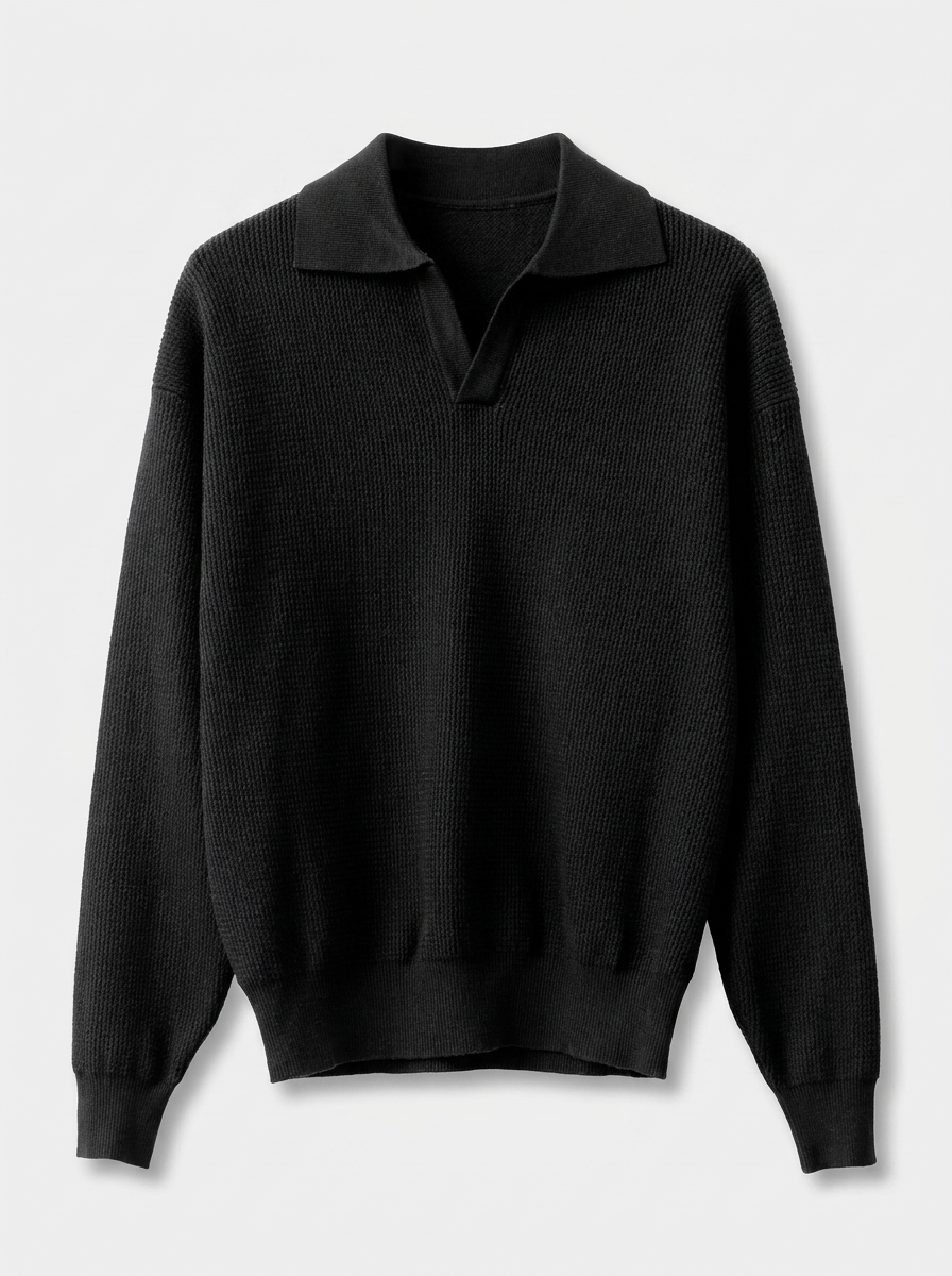 Men's Loose Long Sleeve Polo for Casual Style