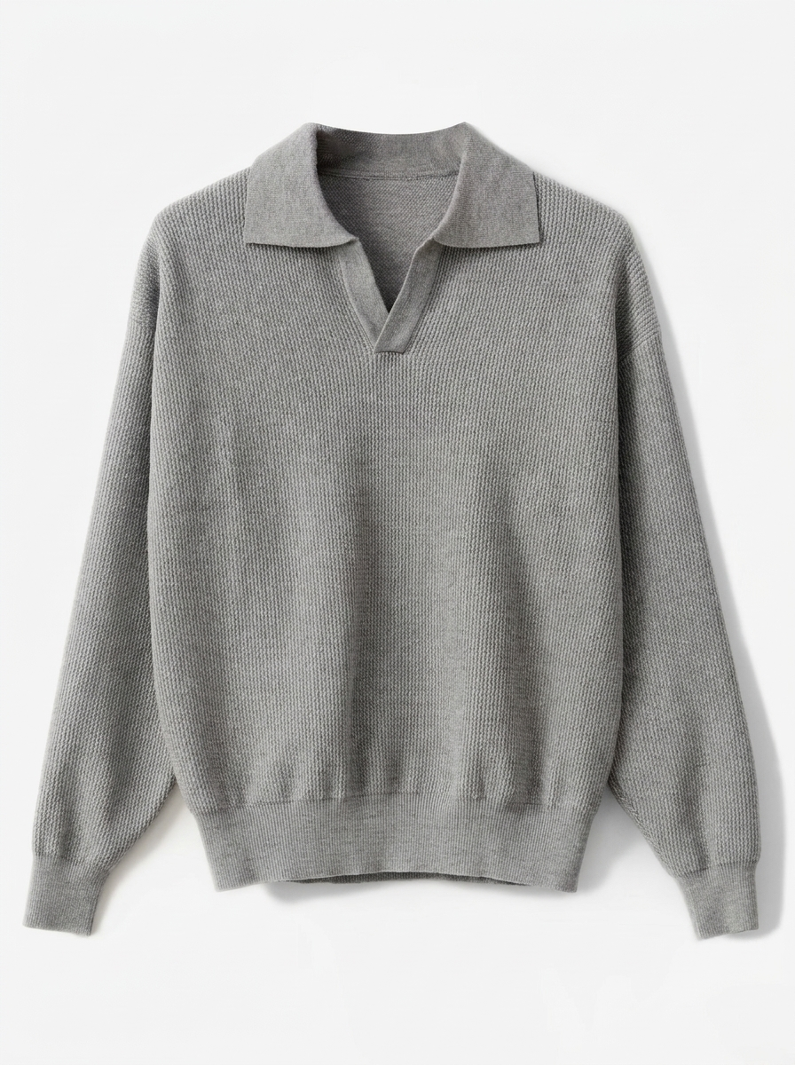 Men's Loose Long Sleeve Polo for Casual Style