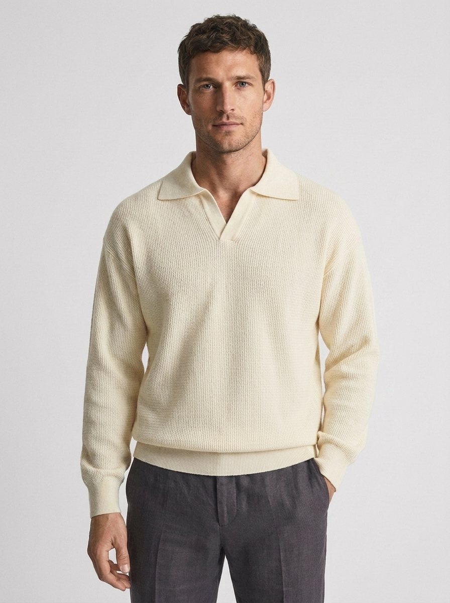 Men's Loose Long Sleeve Polo for Casual Style