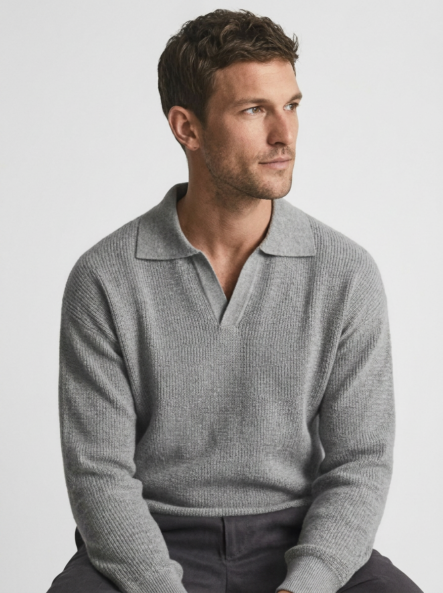 Men's Loose Long Sleeve Polo for Casual Style
