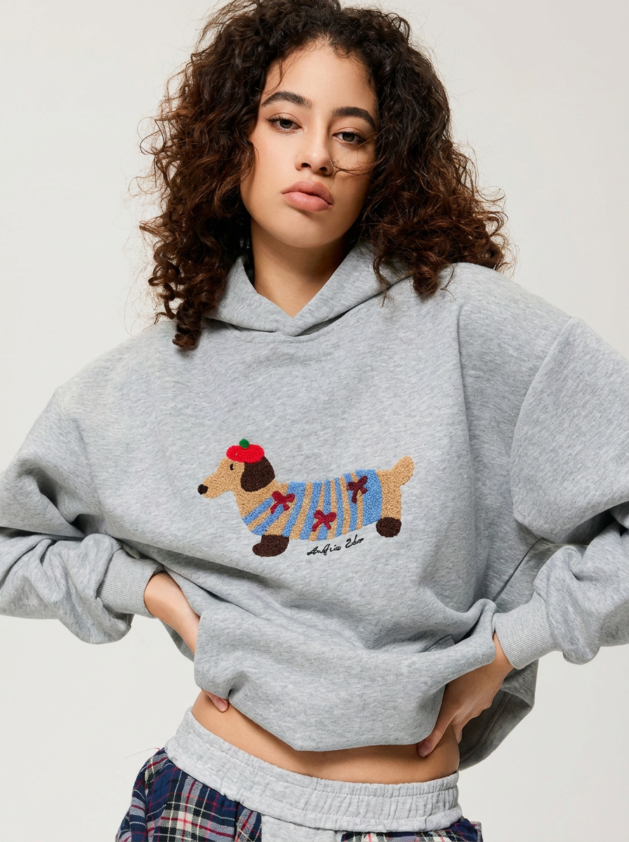Unisex Oversize Dachshund Design Hoodie