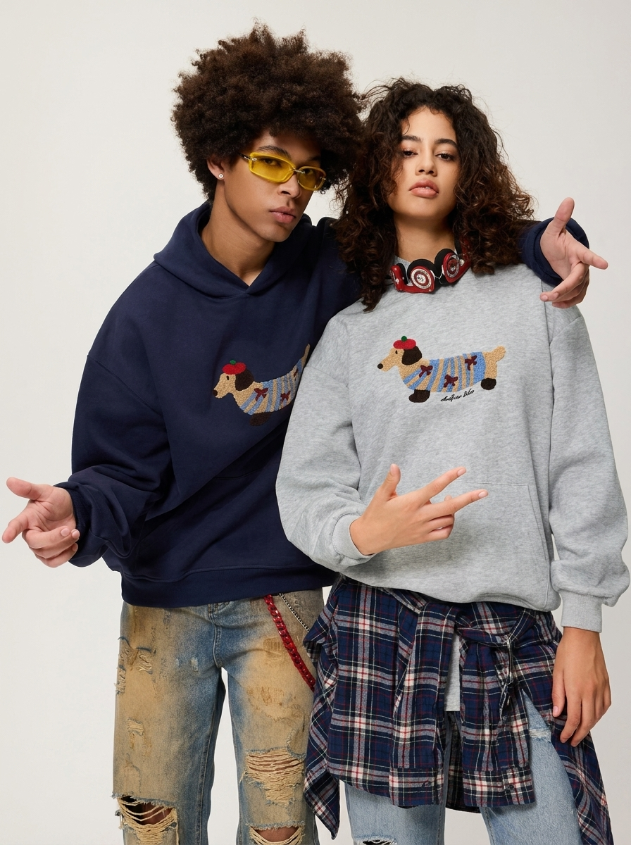 Unisex Oversize Dachshund Design Hoodie