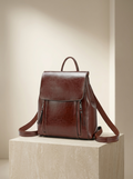 Women's Leather Backpack with Structured Flap