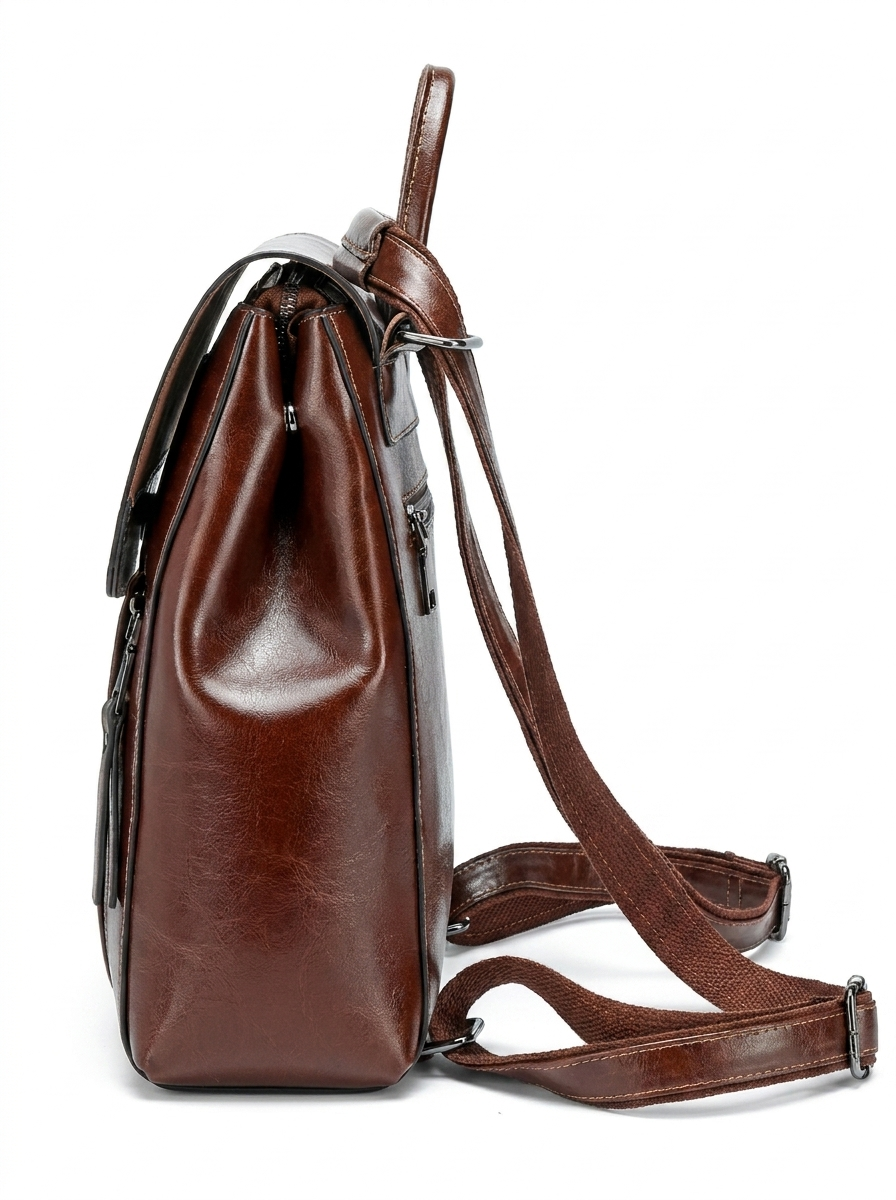 Women's Leather Backpack with Structured Flap