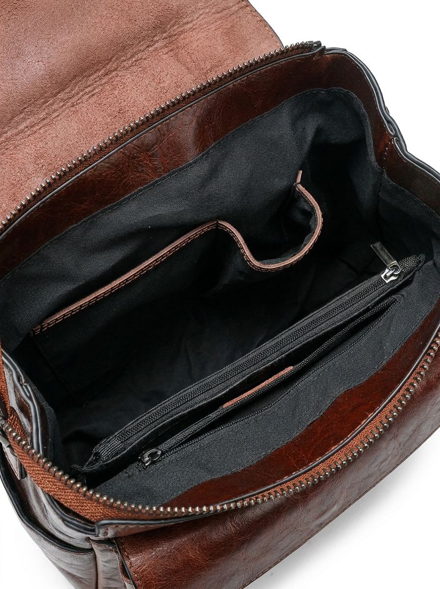 Women's Leather Backpack with Structured Flap