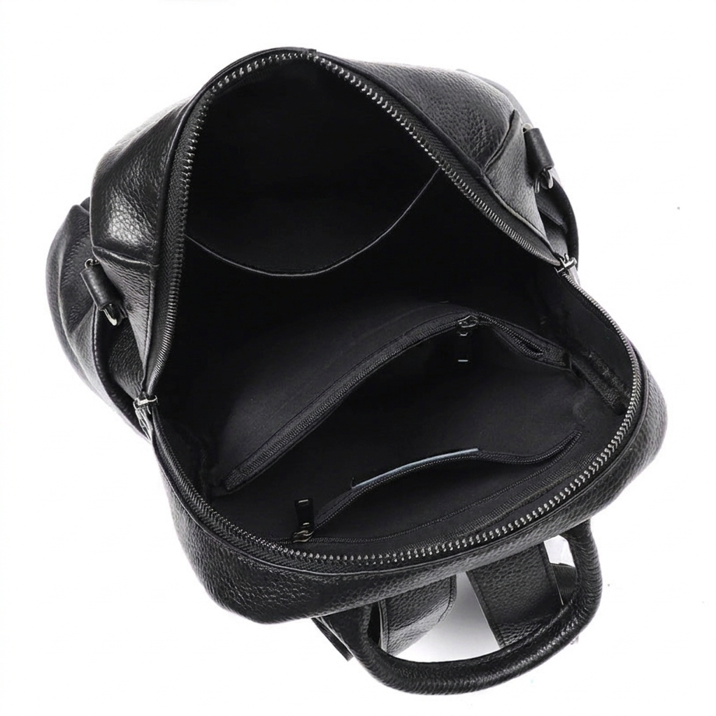 Women's Leather Backpack with Multiple Compartments