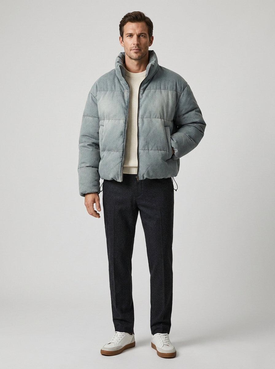 Men's Loose-Fit Padded Down Jacket - Warm Winter Coat