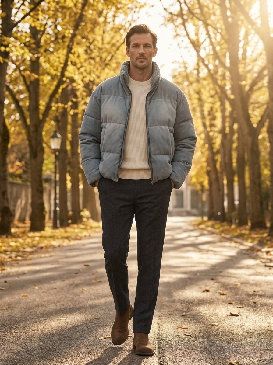 Men's Loose-Fit Padded Down Jacket - Warm Winter Coat