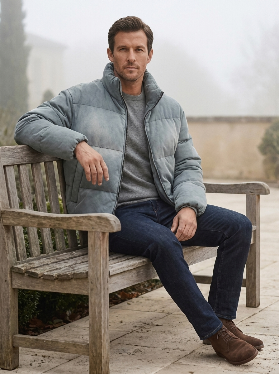 Men's Loose-Fit Padded Down Jacket - Warm Winter Coat