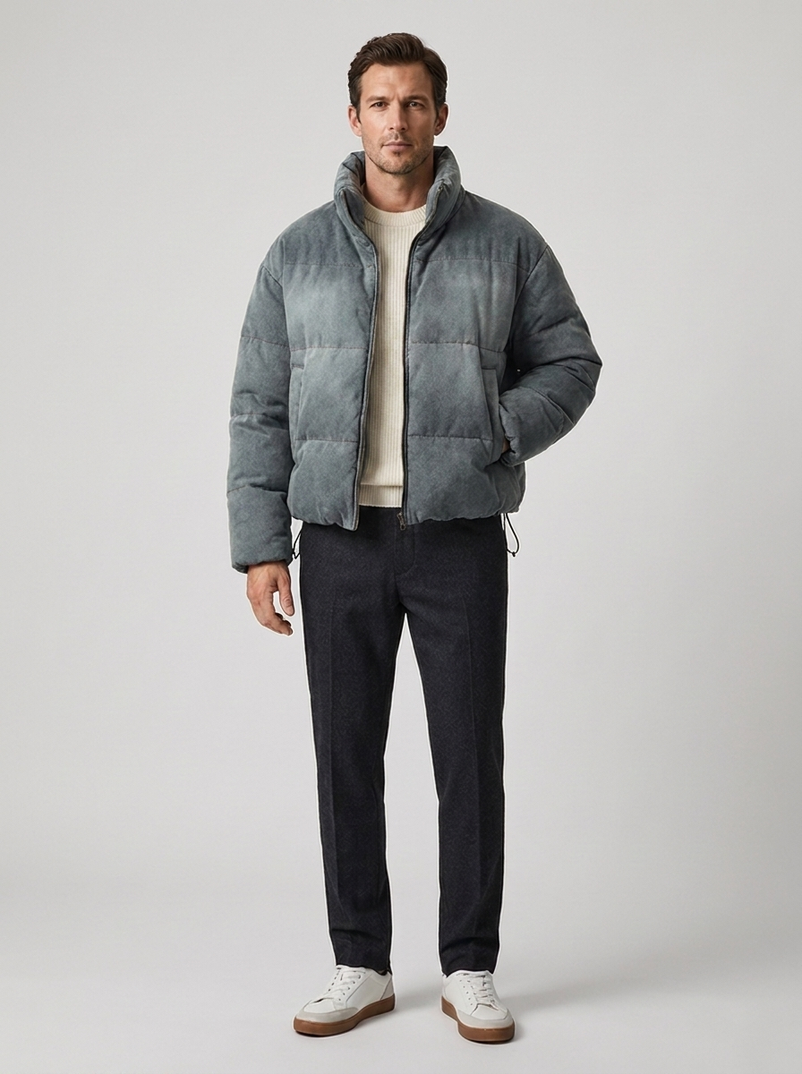 Men's Loose-Fit Padded Down Jacket - Warm Winter Coat