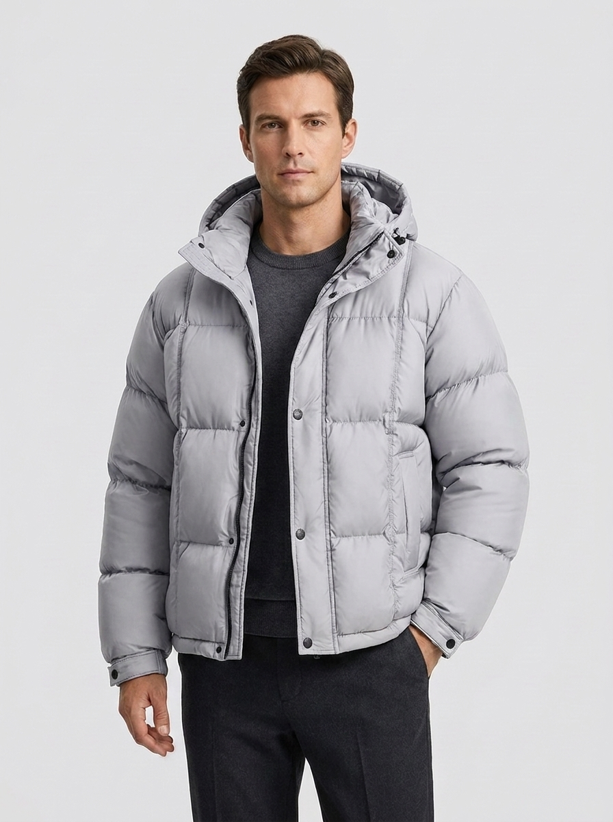 Men's Casual Loose-Fit Hooded Down Puffer Jacket