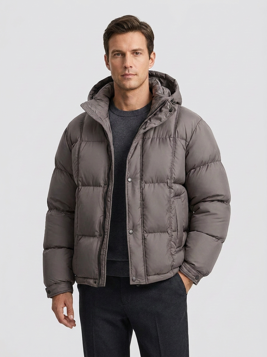Men's Casual Loose-Fit Hooded Down Puffer Jacket