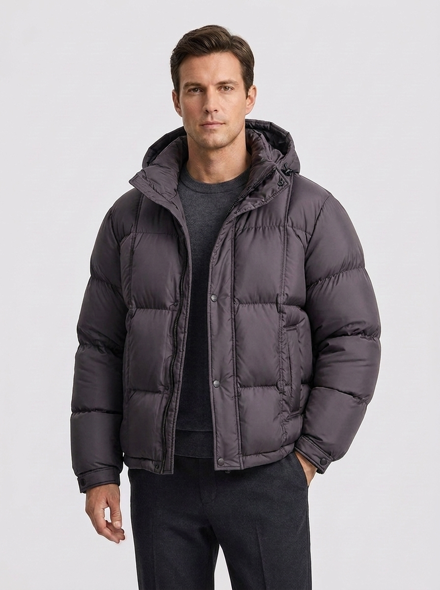 Men's Casual Loose-Fit Hooded Down Puffer Jacket