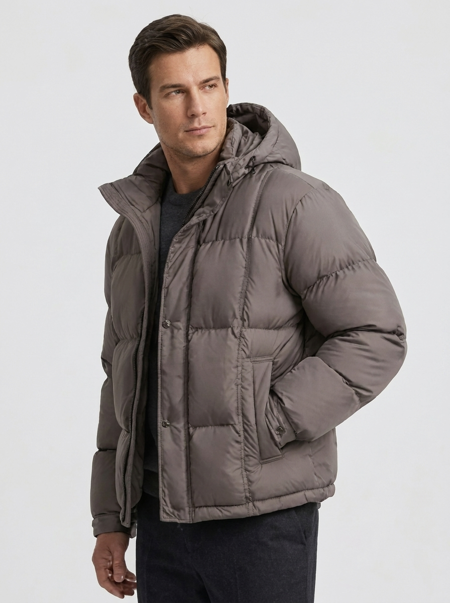 Men's Casual Loose-Fit Hooded Down Puffer Jacket