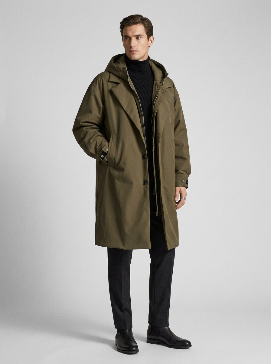 Women's Oversized Hooded Thermal Trench Coat