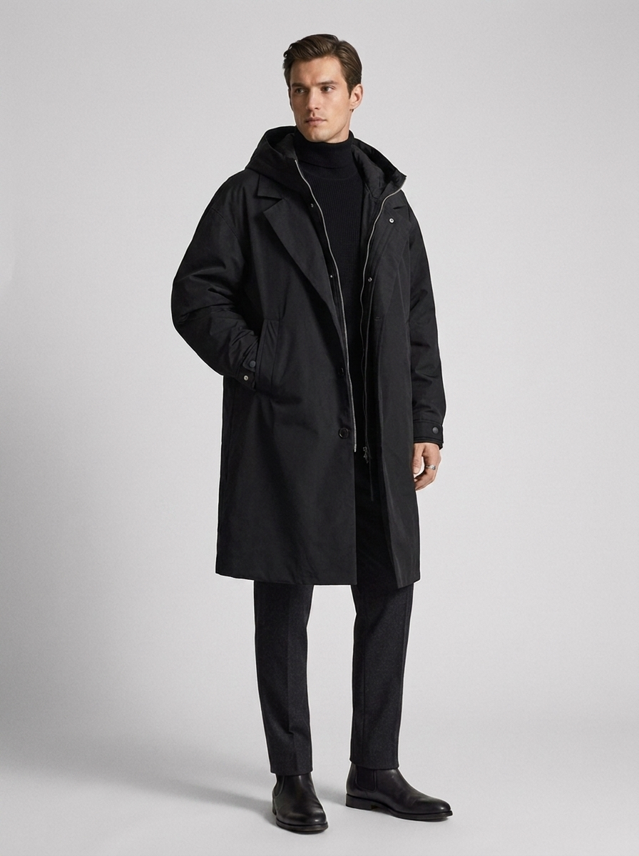 Women's Oversized Hooded Thermal Trench Coat