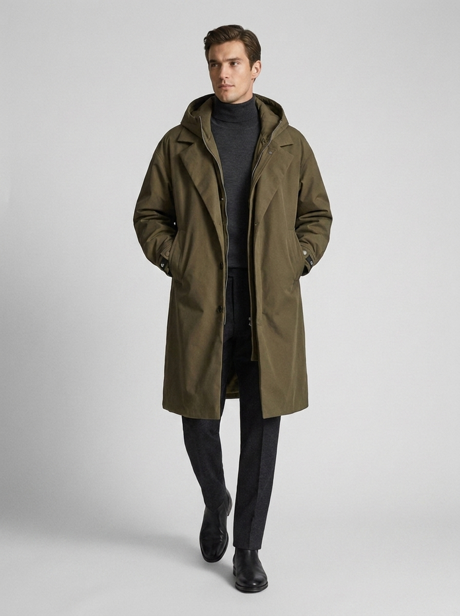 Women's Oversized Hooded Thermal Trench Coat