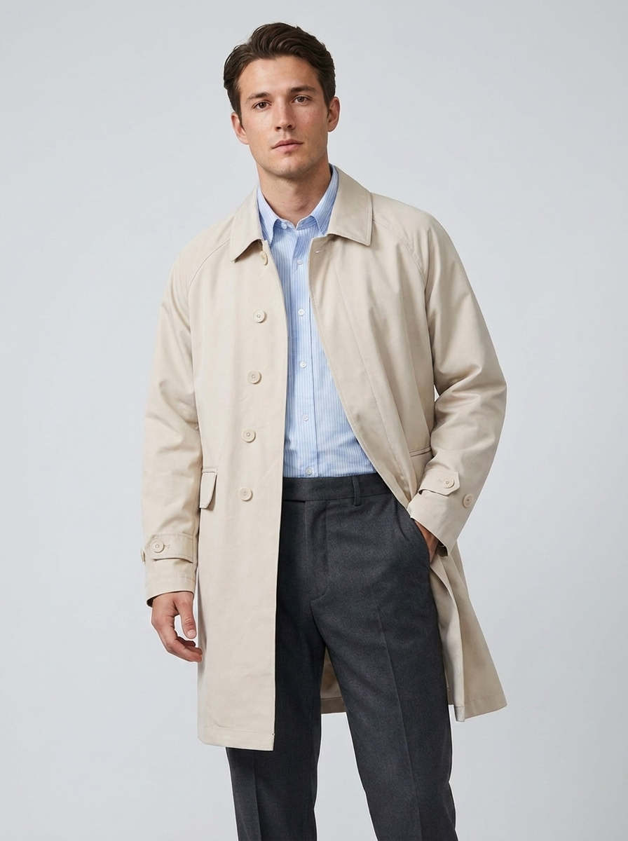 Men's Loose-Fit Casual Trench Coat