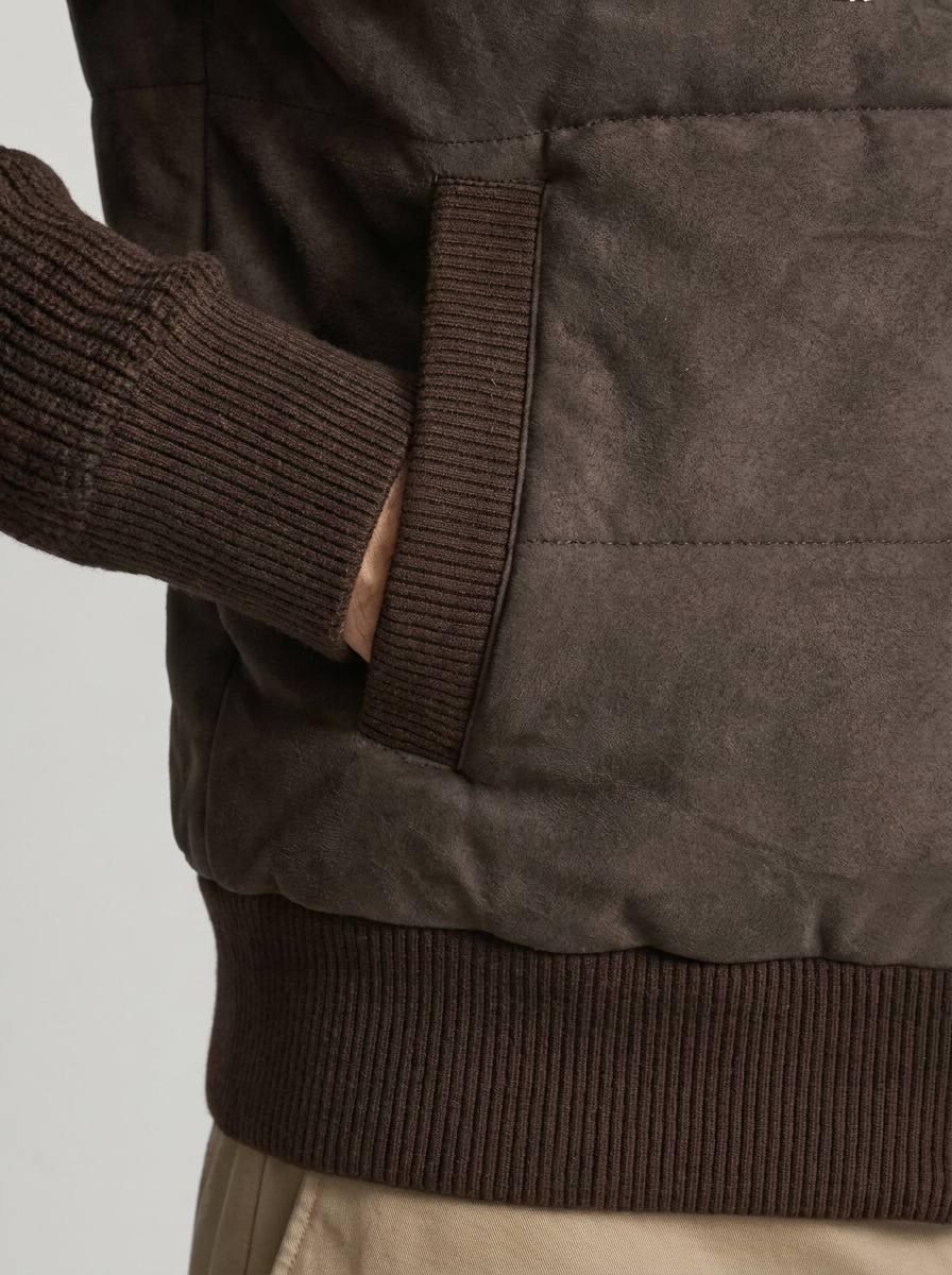 Men's Patchwork Stand-Neck Sweater Coat