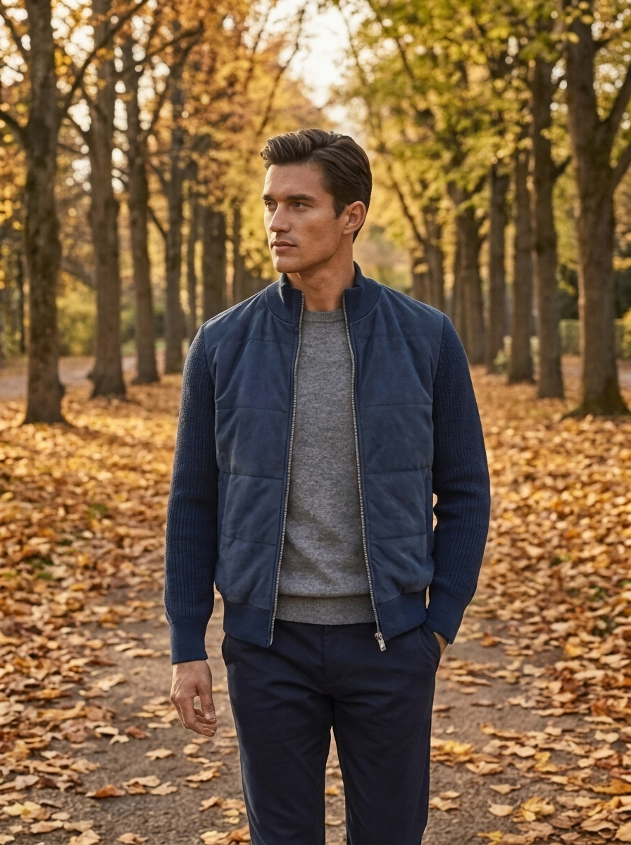 Men's Patchwork Stand-Neck Sweater Coat