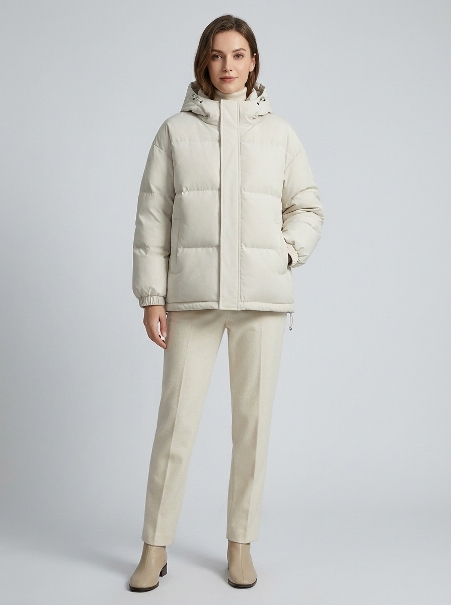 Women's Drop-Shoulder Hooded Puffer Jacket