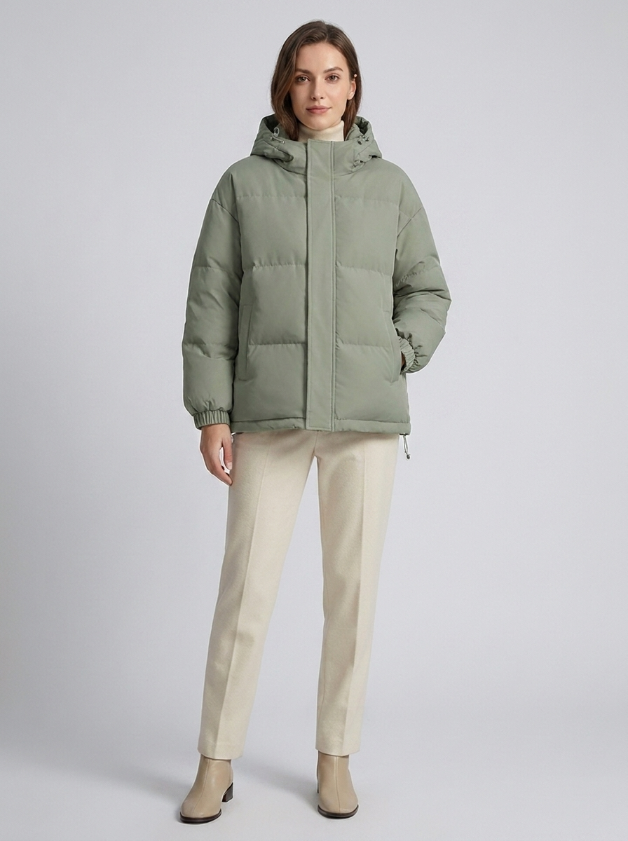 Women's Drop-Shoulder Hooded Puffer Jacket