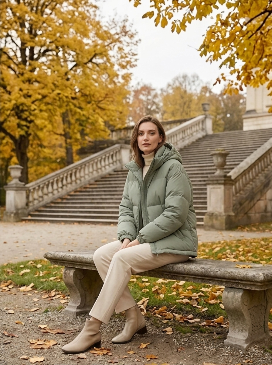 Women's Drop-Shoulder Hooded Puffer Jacket