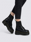 Damenlederstiefel mit dicker Sohle