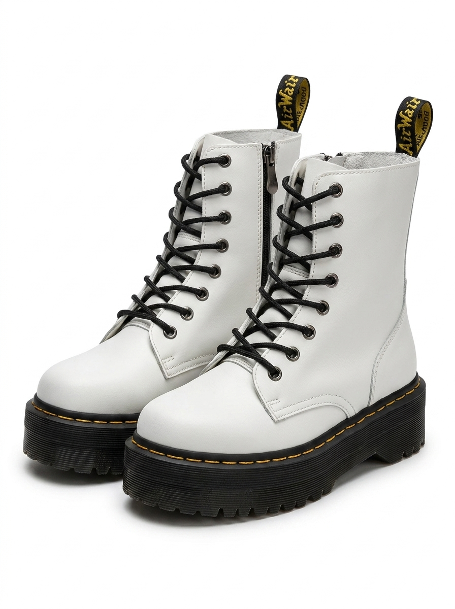 Damenlederstiefel mit dicker Sohle