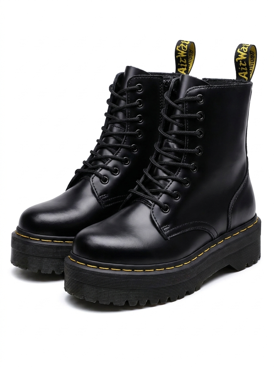 Damenlederstiefel mit dicker Sohle
