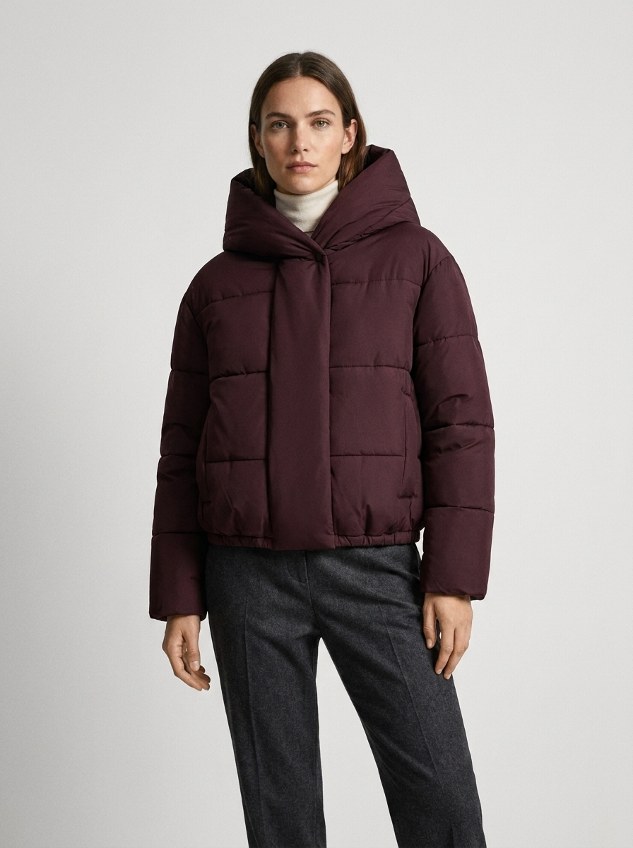 Damen-Steppjacke – Stilvolles kurzes Design mit Kapuze