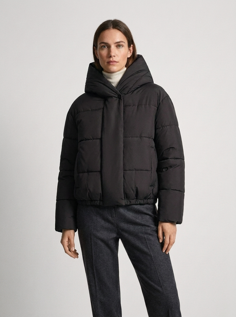 Damen-Steppjacke – Stilvolles kurzes Design mit Kapuze